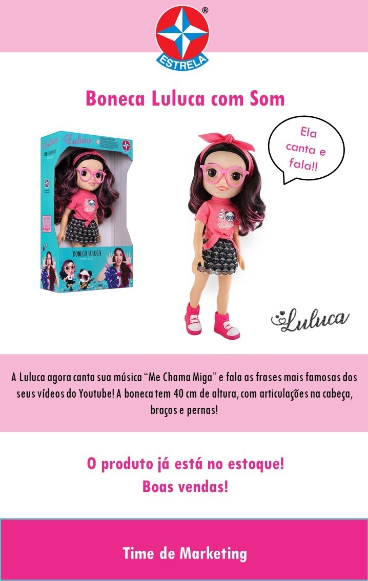 Boneca Luluca com Som 30 cm - Estrela - Estrela